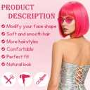 2 Pack Colored Bob Wigs and Heart Sunglasses Set, Blue Hot Pink Short Straight Bob Wig with Bangs Neon Party Colorful Synthetic Hair for Women Men Halloween Costume Bachelorette Party Favors
