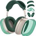 for AirPods Max 2/1 Case Cover, Ear Pad Case Cover/Ear Cups Cover/Headband Cover for Apple AirPods Max 2&1 Headphones (2026/2024/2020), Clear TPU Transparent and Silicone Accessories case, Dark Green