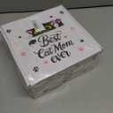 6 Pcs Cat Mom Gifts for Women Include Cute Cat Beanie 20 Oz Tumbler Greeting Cards Keychain Storage Bag Gift box for Birthdays Mother's Day Christmas