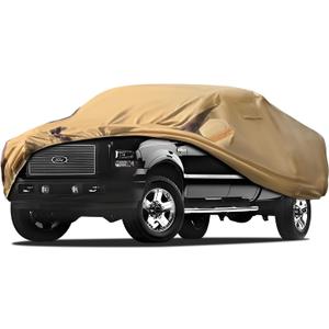 Car Cover Waterproof All Weather Compatible with F250/f350 1999-2024, Outdoor Heavy Duty Anti-UV Car Covers Rain Sun Snow Protection with Zipper and Windproof Buckle(Camel with Brown)