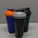 VELOMIX 3 Pack 28oz Protein Shaker Bottle for Protein Mixes, Blue/Black | 2x Wire Whisk, Leak Proof Shaker Cups for Protein Shakes, Stackable, Dishwasher safe, BPA free, Pre Workout and Fitness ready