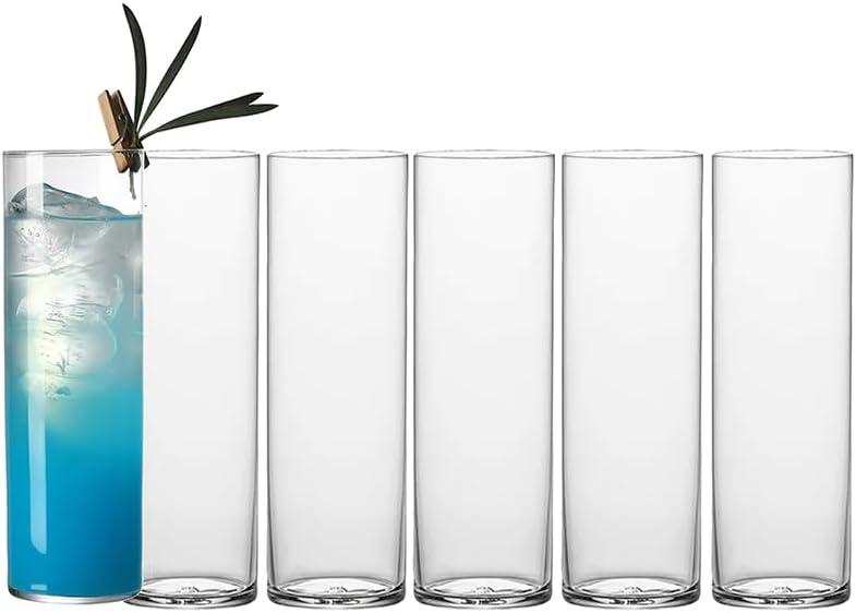 Drinking Glasses 12oz, Thin Collins Glasses Set of 6,Clear Tall Glass Cups For Water, Juice, Beer, Drinks, and Cocktails and Mixed Drinks (6pcs CollinsGlass 180mm)