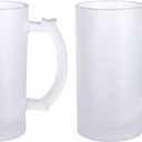 MAIKESUB 16 oz Frosted Beer Sublimation Clear Glass Beer Mugs Glass Coffee Mugs Birthday Christmas Valentine's Day Anniversary Present Ideas for Wife Husband Girl friend