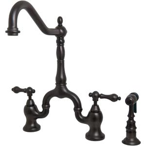 Kingston Brass KS7755ALBS English Country Bridge Kitchen Faucet, Oil-Rubbed Bronze, 8 x 8.25 x 14.5