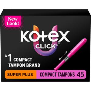 U by Kotex Tampons, Click Compact, Super Plus Absorbency, Unscented, 45 Count