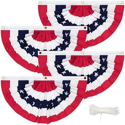 Coneatness 4th of July Decorations Huge Bunting Flags 3 x 6 Ft with Grommets, Large American Pleated Fan Banner, Fourth of July Flag USA Patriotic Red White and Blue Decor for Memorial Day Veterans (3x6 Ft-4 Pcs) Coneatness 4th of July Decorations Huge Bunting Flags 3 x 6 Ft with Grommets, Large American Pleated Fan Banner, Fourth of July Flag USA Patriotic Red White and Blue Decor for Memorial Day Veterans (3x6 Ft-4 Pcs)
