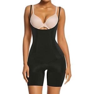 SHAPERX Shapewear for Women Tummy Control Open Bust Thigh Slimmer Body Shaper Medium, Black 