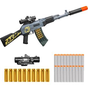 Shell Ejecting Shotgun Foam Blasters Realistic Pellet Soft Bullet Toy Gun Dart Sniper with Scope Rifle Fake Gun Shooting Game for Boys, Girls, Kids, and Adults Birthday Gift Age8-12 (A47-grey)
