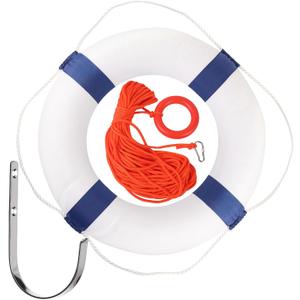 20/28 inch Foam Life Preserver Ring with 98.4 ft Floating Lifesaving Rope, Throwable Flotation Device, for Boat Safety Equipment