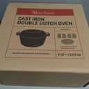 Uno Casa 2-in-1 Cast Iron Dutch Oven Large - 5 Quart Dutch Oven Pot with Lid, Pre-Seasoned Cooking Dish for Bread Baking and Stews - Heavy Duty Cast Iron Pot with Detachable Frying Pan Lid for Versatile Cooking