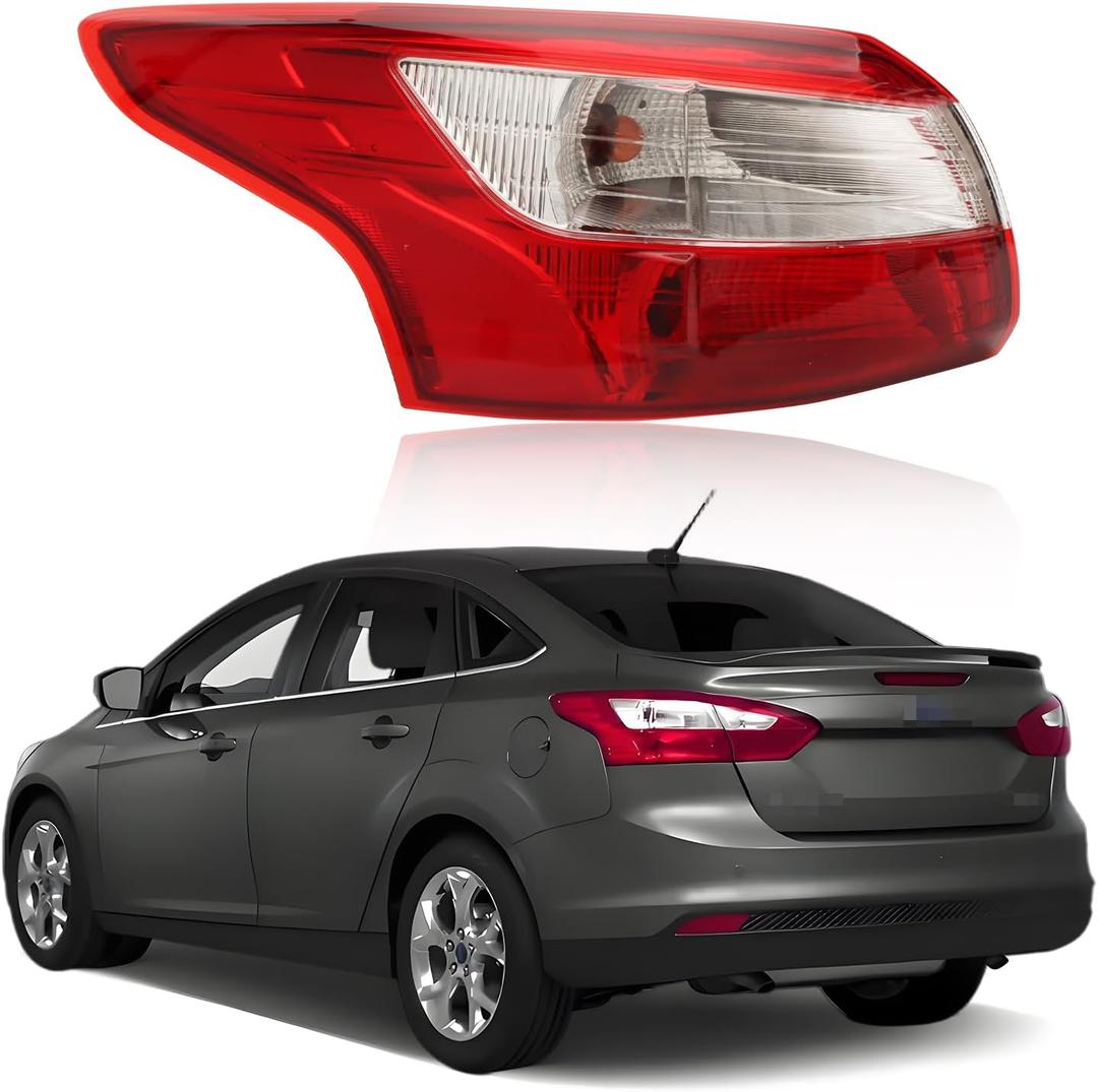Tail Lights Assembly Compatible with Fo-rd Focus Sedan 2012 2013 2014, [Bulbs Included] Right/Passenger Side, Taillight Rear Lamp Assembly, Red Lens