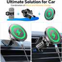 Coolpow for Magsafe Car Mount Charger100% Stable15W Magsafe Car Charger Magnetic Phone Holders for Your Car Accessories for Women Men car Phone Holder Wireless Car Charger for iPhone (Carbon Fiber)