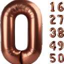 40 Inch Dark Brown Balloon Number 0 Balloon,Chocolate Jumbo Mylar Foil Helium Balloon for 10 20 30 40 50 60 70 2025 Birthday Digital Balloons for Birthday Party,Wedding Anniversary Party Decorations