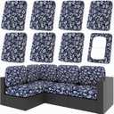 hyha 8Pcs Patio Cushion Covers, Stretch Outdoor Couch Cushion Covers, Washable Outdoor Chair/Sofa Slipcovers for Patio Furniture Cushions Protector with Elastic Bottom(Baroque,Cover Only)