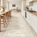 Washable Runner Rug 2.5x16, Non-Slip Long Hallway Runner for Entryway, Soft Vintage Kitchen Mats for Floor, Abstract Dining Room, Bedroom, Living Room Rugs(2.5'x16', Beige/Ivory)