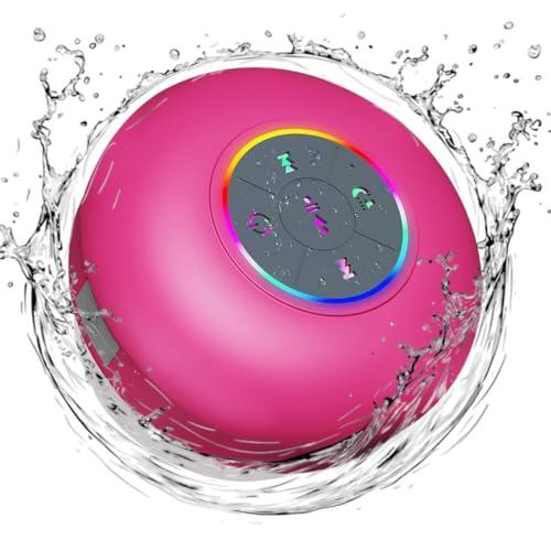 Luzsco Bluetooth Shower Speaker with LED – Portable Wireless Mini Speaker with Mic & Suction Cup, IPX4 Water Resistant for Shower, Travel, Pool, River Floating, and Outdoor Fun (Plum)
