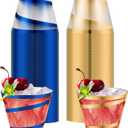 Gejoy 9 oz Rimmed Swirl Plastic Cups Disposable Wine Drinking Cups Clear Elegant Easter St Patrick Tumblers for Wedding Party Supplies(100 Pcs,Gold, Blue)