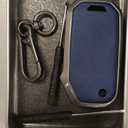 ontto Key Holder Fit for Kia Key Fob Flip Key 2019-2025,Metal Frame Key Case Leather Key Protector,Solid Key Glove for Seltos Forte Sportage Seltos K5 Soul Sorento Cerato Telluride NIRO,Blue