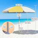 8FT Beach Umbrellas for Sand,Portable Outdoor Windproof Sun Umbrella with Push Button Tilt and Air Vent,UPF 50+ PU Coating for Patio Garden Pool Backyard