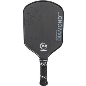 Six Zero Double Black Diamond Control Pickleball Paddle | 16mm Light Weight Edition (7.7-7.9 oz) | Raw Carbon Surface & Thermoformed Handle