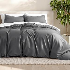 Bare Home Bedding Duvet Cover Queen Size - Premium 1800 Super Soft Duvet Covers Collection - Lightweight, Cooling Duvet Cover - Soft Breathable Bedding (Queen, Grey) (04 - Grey (No Comforter))