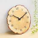 12 Inch Annual Ring Wall Clock - Wood Grain Stump Clock with Arabic Numerals - Battery Powered, Silent Quartz Movement - Decorative for Home, Living Room, Office - Size: 10.55"W x 11.88"H