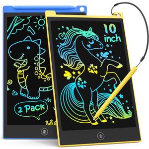 TECJOE 10 Inch 2 Pack LCD Writing Tablet, Colorful Doodle Board Drawing Tablet for Kids, No Mess Toddler Travel Learning Toys, Christmas Birthday Gifts for 3 4 5 6 7 8 Year Old Boys Girls Preschooler