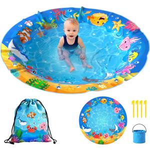 4.9 X 4.9 Feet Baby Beach Pool, Waterproof Beach Pool Blanket for Toddler, 2 in 1 Toddler Paddling Pool with Carrying Bag, Collapsible Beach Puddle Mat for Boys Girls Kids Infant Outdoor Beach Toys