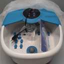 Medical king Foot Spa Massager with Heat, 14 Rollers in Foot Shape - 5 in 1 Foot Bath Massager - Adjustable Heating, Bubbles, Vibration, Pumice Stone, Mini Massage Points (White, Blue)