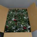 9 Feet Pre-Lit Christmas Garland, Mixed Pine Decorated with Frosted Berries, Pinecones, 50 LED with Timer, Battery Operated, for Mantle Staircase Indoor and Outdoor (Green White)