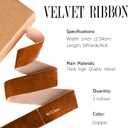 Brown Velvet Ribbon 1'' 50 Yards Velvet Fabric Vintage Ribbon for Christmas Tree, Gift Wrapping, Flower Bouquet, Wreath Decorations, Bow Making (Brown, 1"-50 Yard)