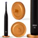 Gold Oral-B Compatible Electric Toothbrush Holder for Bathroom, Aluminum Oral B Toothbrush Holder with Hygienic Drip Capture Stops Toppling with Metal Toothbrush Stand, Matte Gold - Pack of 1