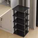 Vertical Shoe Rack - Tall Narrow Shoe Rack Organizer for Small Spaces,5 Tier Bamboo Shoen Shelf for Entryway,Closet,Corner,Doorway,Skinny Shoe Shelf Space Saving Shoe Storage,Free Stackable DIY (Black)