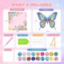 Butterfly Diamond Painting Kit with Frame, Gem Art for Kids DIY Craft, 8.5 x 8.3 inches