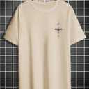 GORGLITTER Men's Drop Shoulder Graphic Tee T-Shirts Crewneck Short Sleeve Casual Summer Tops Khaki Medium