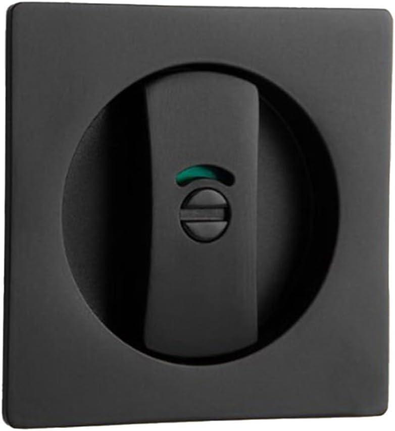 Pocket Door Lock, Square Modern Privacy Pocket Door Hardware Matte Black Bed Bathroom Flush Pocket Invisible Door Lock Black Square/Indicator Lock Double Hook