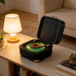 Retro Bluetooth Speaker, Portable Mini Wireless Speaker with Clear Sound & Long Battery Life, Small Cute Desktop Speaker for Home, Bedroom, Office, Stylish Birthday Gift for Teens (Black)