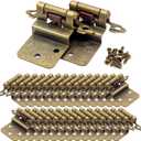 3/8" Inset Cabinet Door Hinges Antique Brass, 50 Pack (25 Pairs) Self Closing Cabinet Hinge Hardware for Kitchen Cabinet Doors