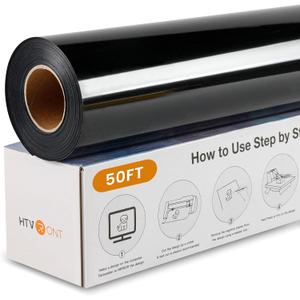 HTVRONT Black Iron on Vinyl - 12 x 50ft Black HTV Heat Transfer Vinyl for t Shirts, Black HTV Vinyl Roll for All Cutting Machine -Easy to Cut & Weed for Heat Transfer Design