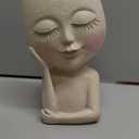 Large Face Flower Pot Head Planter for Indoor and Outdoor Cute Plant Pots with Drainage Hole Resin Cactus Plant Holder Succulent Pots for DIY (White)