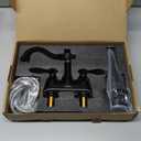 Hurran 4-inch Centerset Matte Black Classical Bathroom Faucet, 2 Handles for 2 or 3 Hole Sink with 360 Swivel Spout, Pop Up Drain Assembly and Supply Hose for Vanity Sink Lavatory Faucet