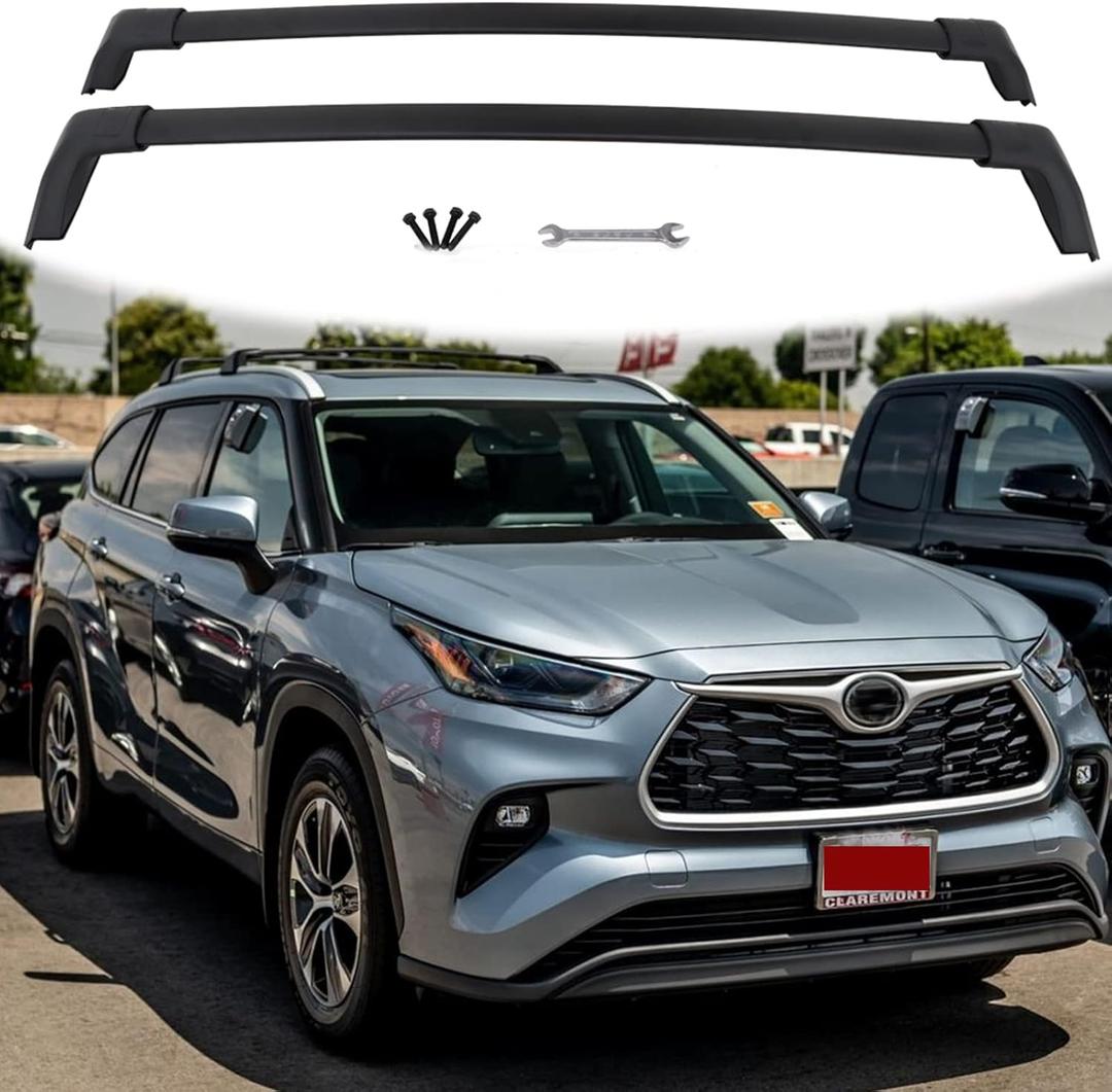 Cross Bars Fit for Toyota Highlander XLE & XSE Limited & Platinum & XSE 2020 2021 2022 2023 2024 2025 Roof Rack Black Cargo Baggage Luggage (Models with Factory Roof Rails)