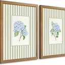 Framed Blue Hydrangea Wall Art Set of 2, Floral Bathroom Decor, 16x24 Inch