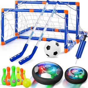 Nazano 4-in-1 Hover Soccer Ball Set, Rechargable Air Floating Soccer Toy with LED Lights, Indoor & Outdoor Kids Sports Toys, Christmas Birthday Gifts for Boys Girls Aged 3 4 5 6 7 8-12