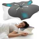2 x Cervical Neck Pillow for Sleeping Ergonomic Pillow for Neck Comfort, Contour Memory Foam Neck Pillow for Side Sleepers Ortho Style Neck Support Pillow for Back & Stomach Sleepers