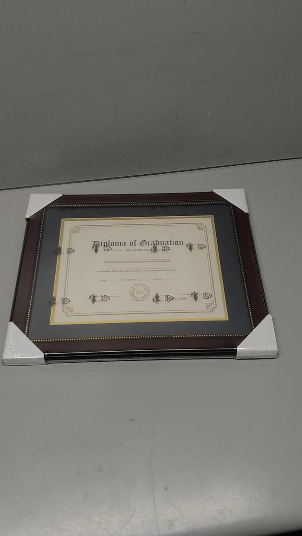 GraduationMall 8.5x11 Diploma Frame with Black over Gold Mat or Display 11x14 Document without Mat, UV Protection Acrylic, Mahogany with Gold Beads