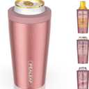 4 in 1 Insulated Slim Can Cooler for 12 OZ Cans and Beer Bottle - Keep 8 Hours Cold, Easy to Hold - Stainless Steel Can Holder, Double Walled Can Insulator for Hard Seltzer and More (Rose Gold)