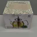 TETWIN Glass Teapot Including 6 Blooming Flower Tea Balls, Stovetop Safe Tea Pot with Removable Infuser for Loose Leaf Tea, 1000ml / 33.8oz