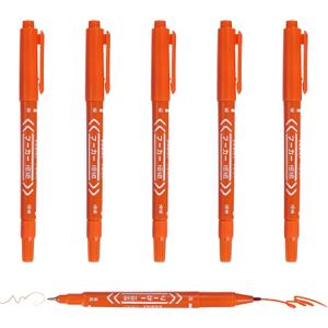 PATIKIL Twin Tip Permanent Markers, 6 Pack Orange Fine and Ultra Fine Point Colored Makers Quick Drying Coloring Pen for Writing Drawing on Wood Plastic Metal Glass Stone