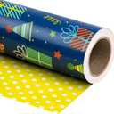 WRAPAHOLIC 30 Inch Reversible Birthday Wrapping Paper - 30 Inch x 33 Feet - Gift Boxes and Polka Dot Design for Birthday, Holiday, Party, Baby Shower